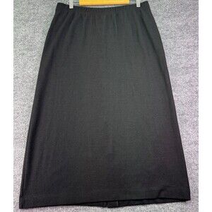 J. Jill Black Wool Maxi Skirt Women’s L Made in USA Classic A-Line Elastic Waist